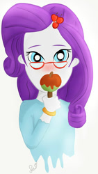 Size: 540x960 | Tagged: safe, artist:samyvillaly, applejack, rarity, human, equestria girls, apple, blushing, caramel apple (food), cute, eating, female, food, implied lesbian, implied rarijack, implied shipping