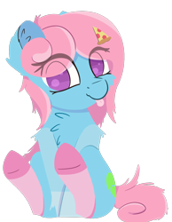 Size: 1020x1312 | Tagged: safe, artist:rhythmpixel, oc, oc only, earth pony, pony, clothes, eye clipping through hair, female, food, mare, meat, pepperoni, pepperoni pizza, pizza, simple background, sitting, socks, solo, tongue out, transparent background