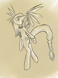 Size: 946x1280 | Tagged: safe, oc, pegasus, pony, amputee, augmented, bipedal, bracelet, braclets, bruised, collar, jewelry, prosthetic limb, prosthetic wing, prosthetics, simple background