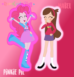 Size: 645x663 | Tagged: safe, artist:noreen-loves-spidey, artist:selenaede, pinkie pie, human, equestria girls, barely eqg related, base used, bracelet, clothes, crossover, disney, equestria girls style, equestria girls-ified, gravity falls, headband, jewelry, mabel pines, shoes