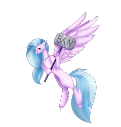 Size: 6200x6496 | Tagged: safe, artist:moonlight0shadow0, silverstream, classical hippogriff, hippogriff, absurd resolution, banhammer, chest fluff, female, flying, grin, hammer, jewelry, necklace, simple background, sledgehammer, smiling, solo, transparent background