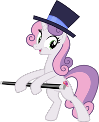 Size: 3000x3688 | Tagged: safe, artist:sollace, sweetie belle, pony, unicorn, growing up is hard to do, .svg available, bipedal, cane, cute, cutie mark, dancing, female, hat, mare, older, older sweetie belle, simple background, smiling, solo, the cmc's cutie marks, transparent background, vector