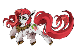 Size: 1280x853 | Tagged: safe, artist:nokrats, oc, oc only, earth pony, pony, cloven hooves, cutie mark, female, long ears, long tail, mare, open mouth, redraw, solo, yolk