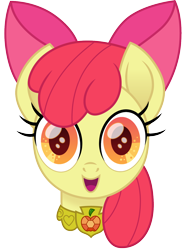 Size: 1130x1500 | Tagged: safe, artist:cloudyglow, apple bloom, earth pony, pony, bow, cute, element of honesty, female, looking at you, movie accurate, simple background, transparent background