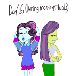 Size: 1500x1576 | Tagged: safe, artist:ktd1993, principal abacus cinch, victoria, equestria girls, cinchtoria, clothes, female, inktober, inktober 2019, lesbian, nightgown, pajamas, simple background, stretching, transparent background