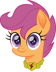 Size: 1161x1500 | Tagged: safe, artist:cloudyglow, scootaloo, pegasus, pony, cute, element of loyalty, female, looking at you, movie accurate, simple background, smiling, transparent background