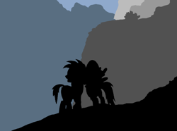 Size: 1008x749 | Tagged: safe, artist:didgereethebrony, daring do, oc, oc:didgeree, pegasus, pony, cliff, colored, didgeree collection, flat colors, kanangra boyd national park, kanangra walls, mlp in australia, silhouette, valley