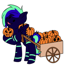 Size: 2200x2000 | Tagged: safe, artist:noxi1_48, oc, oc:moonstone mark, pegasus, pony, male, pumpkin, simple background, solo, stallion, transparent background, wagon