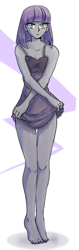 Size: 408x1298 | Tagged: safe, artist:tigra0118, maud pie, equestria girls, adorasexy, barefoot, clothes, cute, feet, looking at you, nightgown, sexy, sleepwear, solo, undressing