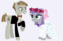 Size: 680x449 | Tagged: safe, artist:unicornsmile, maud pie, mudbriar, pony, clothes, dress, female, male, marriage, maudbriar, shipping, smiling, straight, wedding, wedding dress, when she smiles