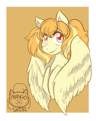 Size: 795x1000 | Tagged: safe, artist:mangoshibi, oc, oc only, pegasus, pony, female, looking at you, mare, pigtails, smiling, solo, spread wings, wings