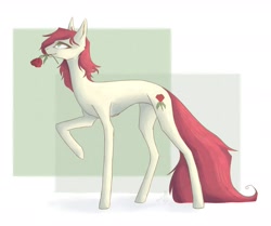 Size: 1280x1070 | Tagged: artist needed, safe, roseluck, pony, abstract background, flower, raised hoof, rose, solo