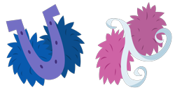 Size: 2620x1357 | Tagged: safe, artist:cheezedoodle96, lighthoof, shimmy shake, 2 4 6 greaaat, .svg available, cutie mark, cutie mark only, horseshoes, no pony, pom pom, simple background, svg, transparent background, vector