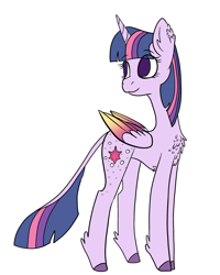 Size: 2000x2500 | Tagged: safe, artist:katyusha, twilight sparkle, twilight sparkle (alicorn), alicorn, pony, colored wings, female, multicolored wings, redesign, wings