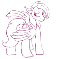 Size: 659x628 | Tagged: safe, artist:mitya1260, oc, oc only, oc:rosy firefly, pegasus, pony, dock, floppy ears, looking back, male, monochrome, simple background, smiling, smirk, smug, solo, spread wings, white background, wings