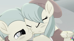 Size: 1500x844 | Tagged: safe, edit, edited screencap, screencap, barley barrel, pickle barrel, pegasus, pony, rainbow roadtrip, aggressive, barrel twins, barrelcest, beanie, bedroom eyes, blushing, bonding, bonding time, brother, brother and sister, clothes, cloud, colt, discovery family logo, eyes closed, family, female, filly, foal, freckles, grabbing, hat, hoodie, incest, kiss edit, kissing, logo, love, male, nostrils, shipping, shirt, sibling bonding, sibling love, sibling rivalry, siblings, sister, sky, sweater, text, twincest, twins, wall of tags, wings