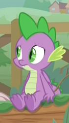 Size: 300x531 | Tagged: safe, screencap, spike, dragon, the point of no return, claws, cropped, male, sitting, solo, winged spike