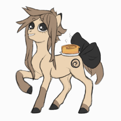 Size: 737x737 | Tagged: safe, artist:novuerau, oc, oc:powdered cinnamon, earth pony, pony, bow, food, solo