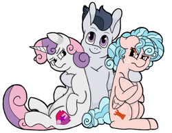 Size: 1000x771 | Tagged: safe, artist:flamirasplitz, cozy glow, rumble, sweetie belle, pegasus, pony, cozy glow is not amused, cozybetes, cute, female, filly, foal, group hug, hug, male, rumbelle, rumble gets all the fillies, rumbleglow, shipping, straight, sweetie belle is not amused, unamused