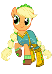 Size: 1973x2820 | Tagged: safe, artist:sunsetshimmer333, applejack, earth pony, pony, equestria girls, legend of everfree, alternate hairstyle, boots, clothes, crystal guardian, cute, dress, equestria girls ponified, female, gloves, jackabetes, mare, ponified, raised hoof, shoes, simple background, socks, solo, transparent background, vector