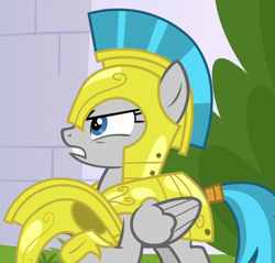 Size: 564x539 | Tagged: safe, screencap, windstorm, pegasus, pony, sparkle's seven, angry, armor, background pony, cropped, female, guardsmare, helmet, hoof shoes, mare, pegasus royal guard, royal guard, royal guard armor, solemn canterlot marshal, solo