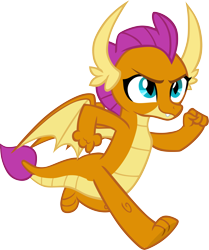 Size: 4491x5376 | Tagged: safe, artist:memnoch, smolder, dragon, uprooted, clenched fist, confident, dragoness, female, horns, running, simple background, slit eyes, smiling, smirk, smugder, solo, spread wings, teenaged dragon, teenager, toes, transparent background, underfoot, vector