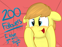Size: 3745x2855 | Tagged: safe, artist:siggyderp, oc, oc only, oc:siggy, earth pony, pony, blushing, male, smiling, solo, stallion, text