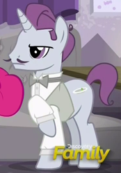 Size: 374x538 | Tagged: safe, screencap, pony, unicorn, spice up your life, background pony, bowtie, clothes, cropped, discovery family logo, facial hair, male, moustache, raised hoof, shirt, solo focus, stallion, unnamed pony, waiter