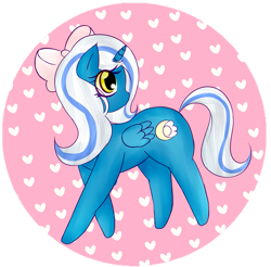 Size: 901x887 | Tagged: safe, artist:galacticash, oc, oc:fleurbelle, alicorn, adorabelle, alicorn oc, bow, chibi, cute, female, hair bow, looking back, mare