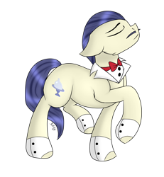 Size: 788x854 | Tagged: safe, artist:monsoonvisionz, savoir fare, earth pony, pony, bowtie, cheek fluff, cufflinks, cuffs (clothes), eyes closed, facial hair, floppy ears, moustache, simple background, solo, transparent background, waiter