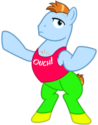 Size: 2500x3200 | Tagged: safe, artist:cheezedoodle96, earth pony, pony, the point of no return, bipedal, boots, chad, clothes, looking at you, male, pants, power jerk, shoes, simple background, solo, stallion, tanktop, transparent background