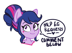 Size: 1291x962 | Tagged: safe, artist:tassji-s, twilight sparkle, equestria girls, bust, portrait, requests, simple background, smiling, solo, transparent background