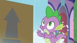 Size: 1224x691 | Tagged: safe, screencap, spike, dragon, the point of no return, box, claws, male, smiling, winged spike