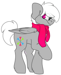 Size: 1584x1946 | Tagged: safe, alternate version, artist:spoopygander, oc, oc:snoviee, pegasus, pony, 2020 community collab, closed wing, clothes, cute, cutie mark, derpibooru community collaboration, glasses, looking at you, male, raised hoof, scarf, smiling, solo, stallion, transparent background, unshorn fetlocks