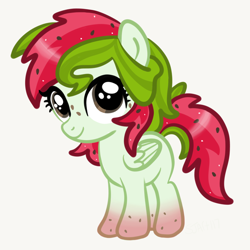 Size: 2100x2100 | Tagged: safe, artist:sjart117, oc, oc only, oc:watermelana, pegasus, pony, female, filly, freckles, gradient hooves, mare, scruffy, simple background, smiling, solo, white background, younger