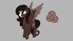 Size: 1920x1080 | Tagged: safe, artist:bluesyblues, artist:hunter992, oc, oc:chocochip, pegasus, pony, cookie, cute, female, food, mare, solo