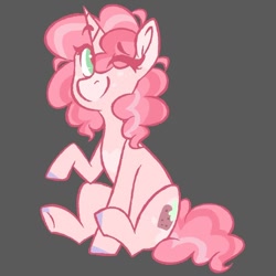 Size: 800x800 | Tagged: safe, artist:crimmharmony, oc, oc only, pony, unicorn, coat markings, colored hooves, green eyes, heart, not pinkie pie, one eye closed, solo, unnamed oc, wink