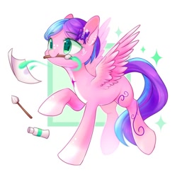 Size: 2000x2000 | Tagged: safe, artist:leafywind, oc, oc only, pegasus, pony, cute, female, mare, mouth hold, ocbetes, paintbrush, solo