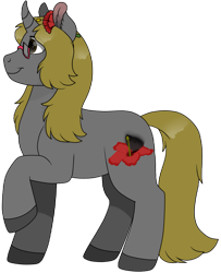 Size: 907x1115 | Tagged: safe, artist:69beas, oc, oc only, oc:luri equestria, pony, unicorn, colored hooves, flower, glasses, hibiscus, male, photo, raised hoof, simple background, smiling, solo, stallion, transparent background