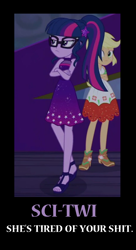 Size: 760x1396 | Tagged: safe, edit, edited screencap, screencap, applejack, sci-twi, twilight sparkle, better together, equestria girls, spring breakdown, feet, geode of telekinesis, magical geodes, sandals, vulgar