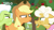 Size: 1600x900 | Tagged: safe, derpibooru import, screencap, applejack, goldie delicious, granny smith, earth pony, pony, going to seed, angry, apple, apple tree, argument, discovery family logo, duckface, female, food, mare, my little pony logo, narrowed eyes, suspicious, tree, trio, unamused, unhappy, upset