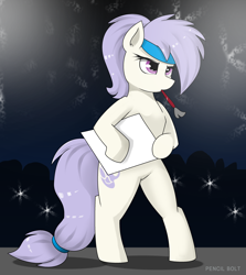 Size: 2832x3168 | Tagged: safe, artist:pencil bolt, oc, oc:artstina, earth pony, pony, camera, female, flash, headband, light, paper, solo, standing