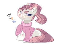 Size: 3568x2400 | Tagged: safe, artist:jxst-alexa, oc, earth pony, pony, clothes, female, glasses, mare, simple background, sitting, solo, sweater, transparent background