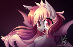 Size: 900x582 | Tagged: safe, artist:starshinebeast, oc, oc:dusk, bat pony, pony, bat pony oc, solo