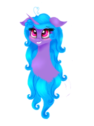 Size: 774x1032 | Tagged: safe, artist:auroraswirls, oc, oc only, oc:aurora swirls, alicorn, pony, alicorn oc, blushing, bust, female, grin, looking up, mare, simple background, smiling, white background