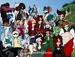 Size: 2048x1536 | Tagged: safe, artist:queenwildwolf, oc, oc:cherry's art, oc:cinder, oc:funky cream, oc:ledai, oc:meatbeat mania, oc:nina, oc:shiva, angel, demon, dragon, human, pony, friends, group