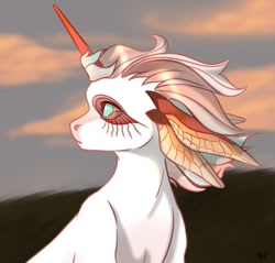 Size: 915x874 | Tagged: safe, artist:niia56, oc, oc only, original species, pony, head turn, horn, solo, windswept mane