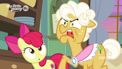 Size: 1920x1080 | Tagged: safe, screencap, apple bloom, goldie delicious, pony, going to seed, angry, discovery family logo