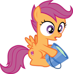 Size: 3000x3048 | Tagged: safe, artist:sollace, scootaloo, pegasus, pony, the fault in our cutie marks, .svg available, bucket, cute, female, filly, foal, open mouth, sand, simple background, solo, transparent background, vector