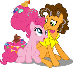 Size: 7054x6554 | Tagged: safe, artist:decprincess, derpibooru import, cheese sandwich, pinkie pie, earth pony, pony, the last problem, .svg available, absurd resolution, candy in hair, cheesepie, female, male, mare, older, older cheese sandwich, older pinkie pie, shipping, simple background, stallion, straight, teddy bear, transparent background, vector